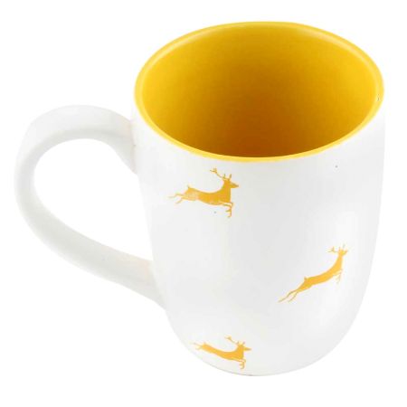 Yellow Running Deer Decorative Handcraft Ceramic Coffee Mug